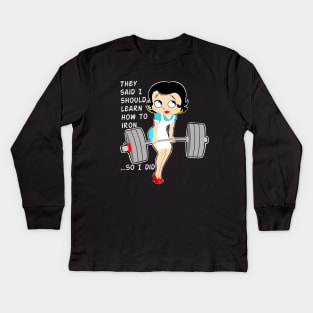 Fitness girl, fitness, gym girl Kids Long Sleeve T-Shirt